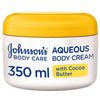 Johnson's Aqueous Body Cream Body Care 24 Hour Moisture Cocoa Butter And Vit E 350ml