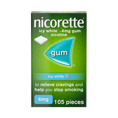 Nicorette Gum, Icy White, 4mg, 105 Pieces