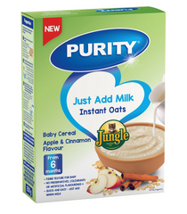 Purity Jungle Baby Instant Oats Apple & Cinnamon Flavour (milk) 6+ Mos. 250 Grm