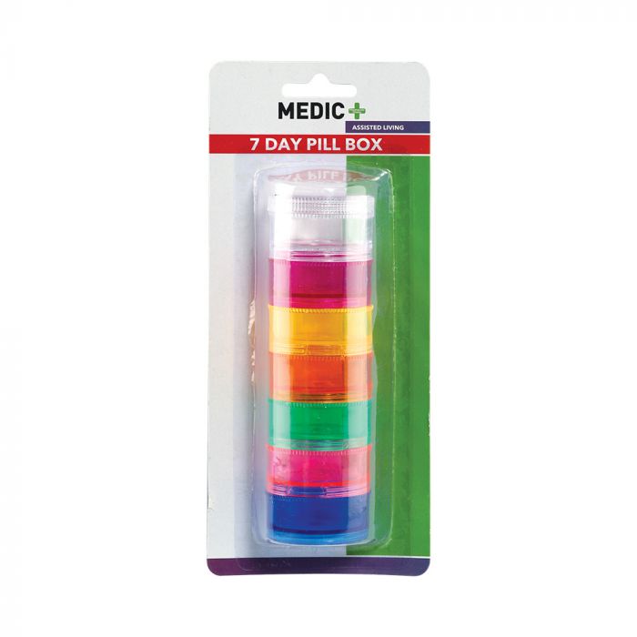 Medic Pill Box 7 Days Round Multi Colour