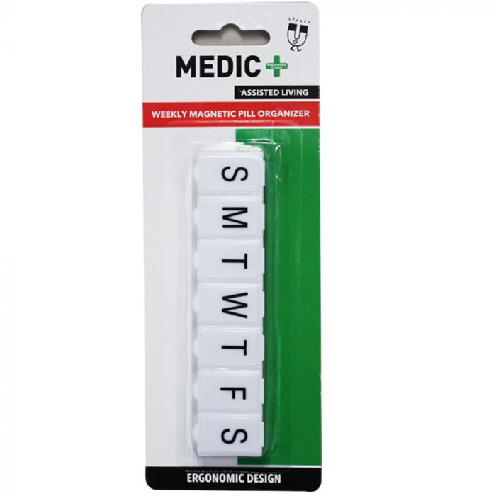 Medic Pill Box Magnetic 7 Days Push Button White
