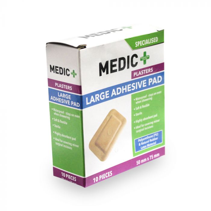 Medic Plaster Adhensive Pad 50x75mm 10's