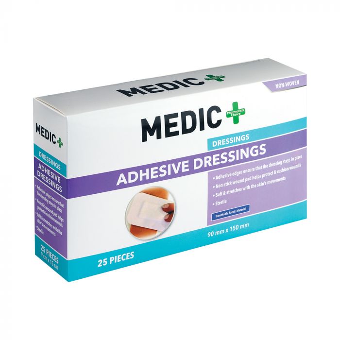 Medic Wound Dressing Sterile Adhesive 9x15cm Fabric