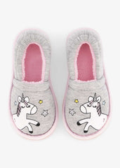 Unicorn Stokie Slippers Grey (Size 4-13) Younger Girl