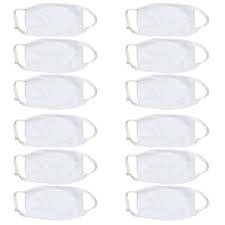 Face Mask - Plain White Cotton Reusable Washable  Cloth Face Masks (10 pack)-(Delivery via Post Office ONLY)