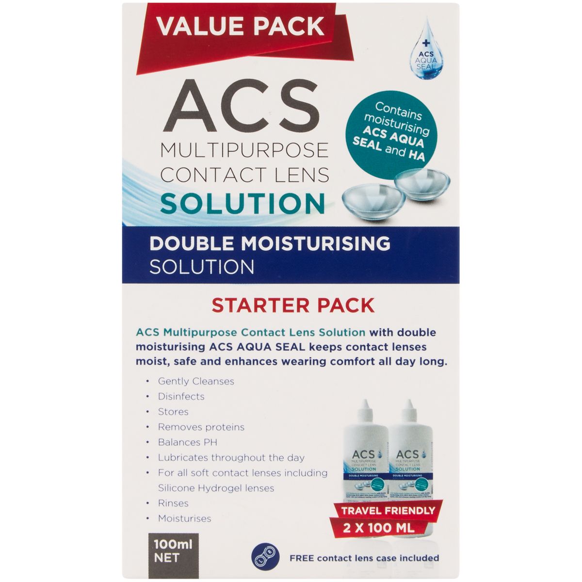 Acs Multipurpose Contact Lens Solution Starter 2x100ml