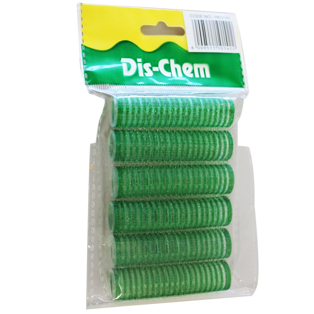 Basics Hair Rollers Velcro Green 6pc