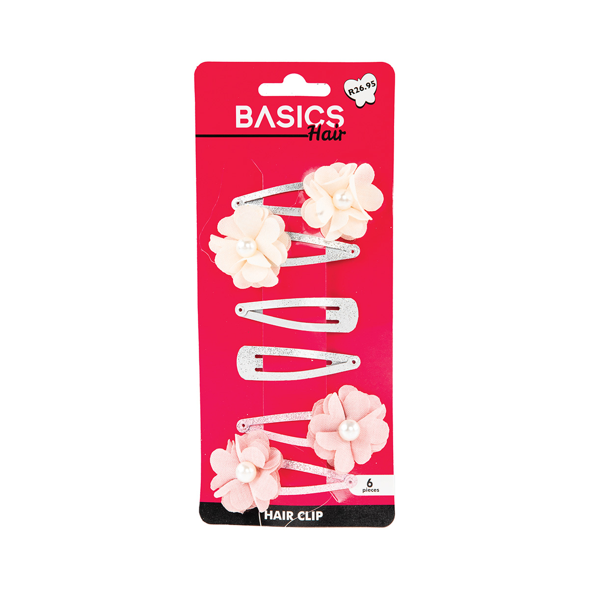 Basics Hair Snap Clips With Decor Iron And Polyester 6pcs
