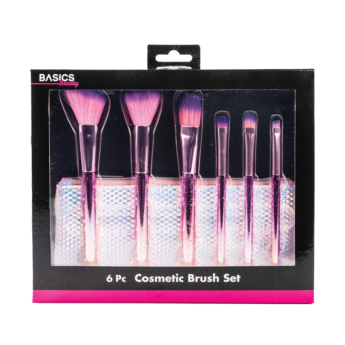 Basics Makeup Brush Set Pink Metallic 6pcs
