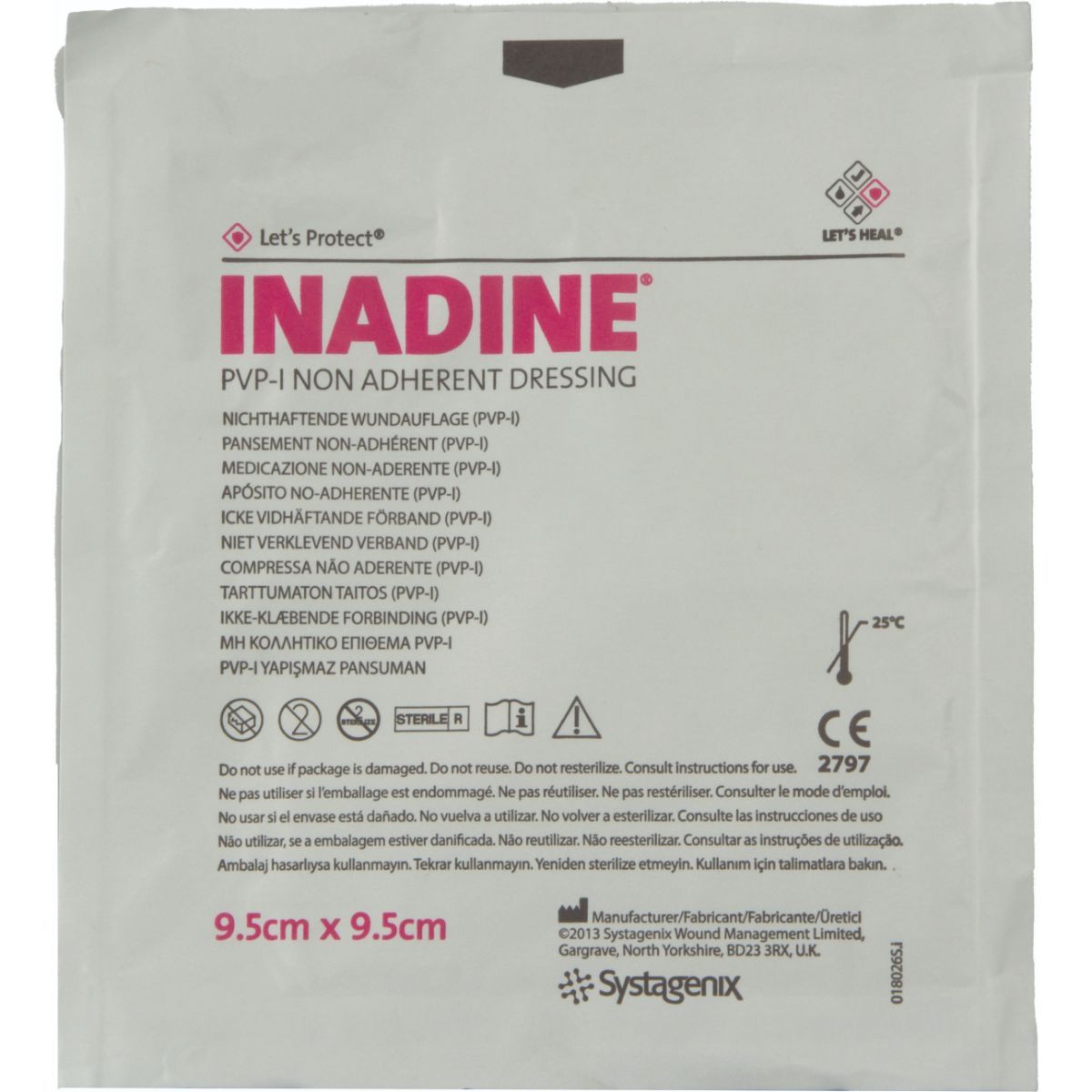 Inadine Pvp-i Non Adherent Dressing 9.5cm X 9.5cm