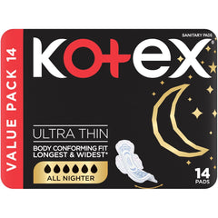 Kotex Overnight Pads Ultra Thin 14's