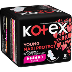 Kotex Young Maxi Pads Super + Wings 8's