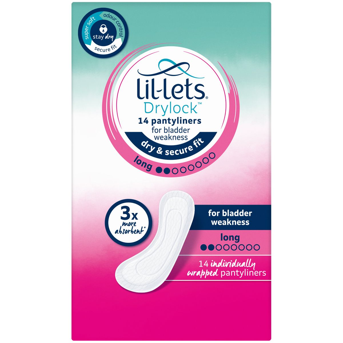 Lil-lets Liner Drylock Bladder Weakness Long 14s