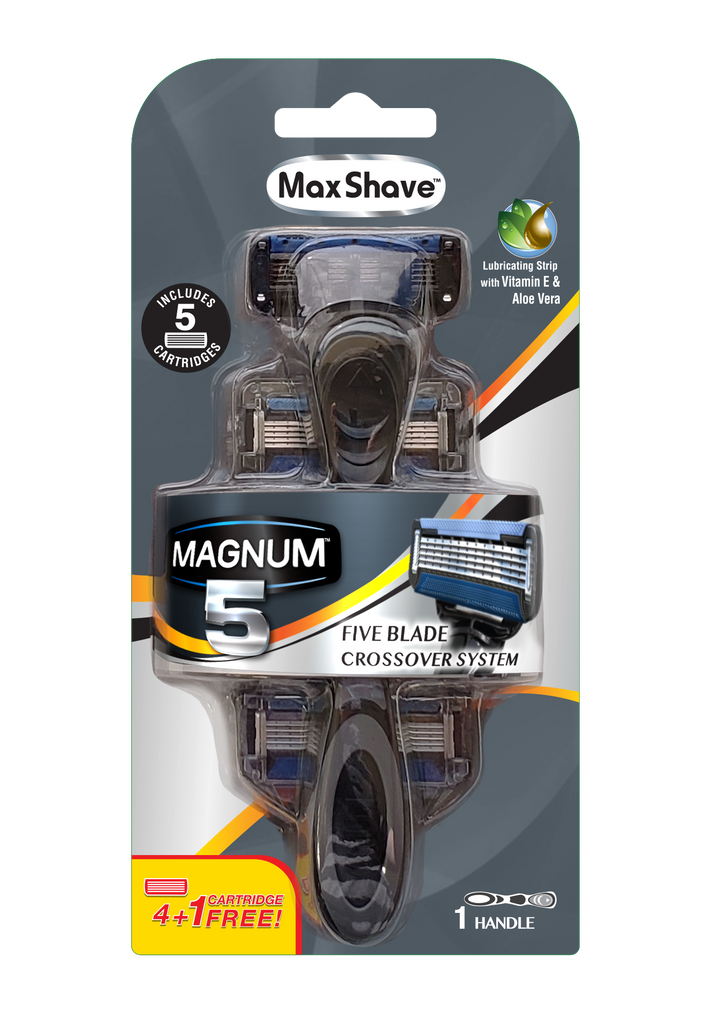 Max-shave Magnum 5 Mens Blade Razor Plus 4 Refills Hybrid – ZimSeller ...