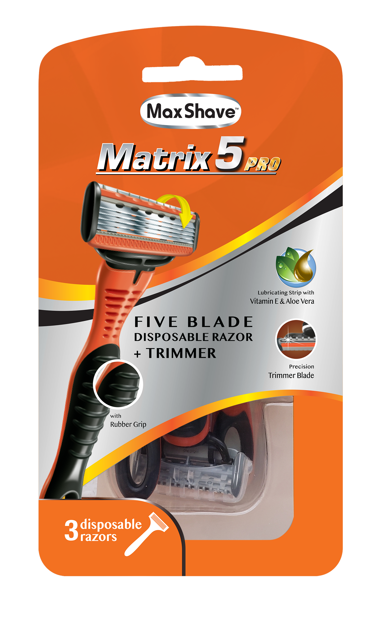 Max-shave Men 5blade Disposable Razor 3 Piece