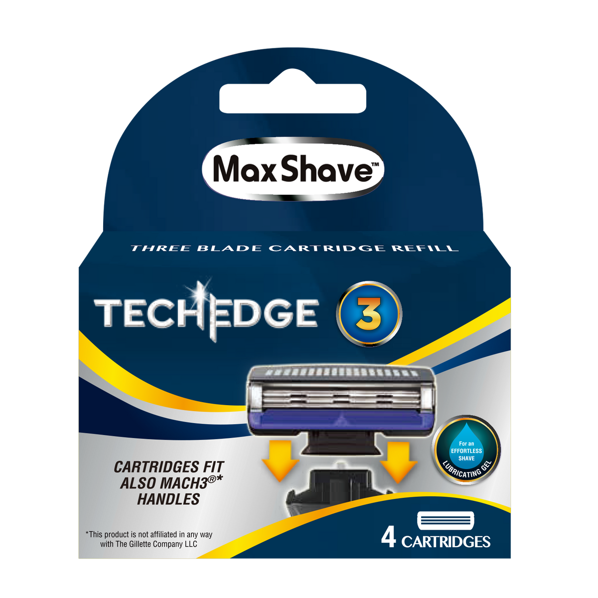 Max-shave Tech Edge Mens 3 Blade Refills 4's