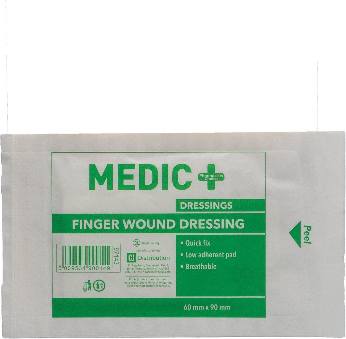 Medic Wound Finger Dressing 60mm X 90mm