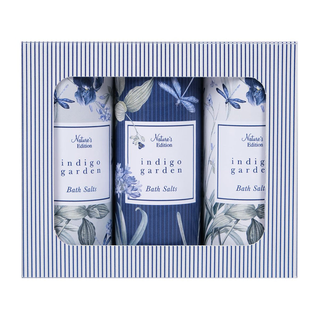 Natures Edition Indigo Garden Bath Set Containing Bath Crystals 140g X 3