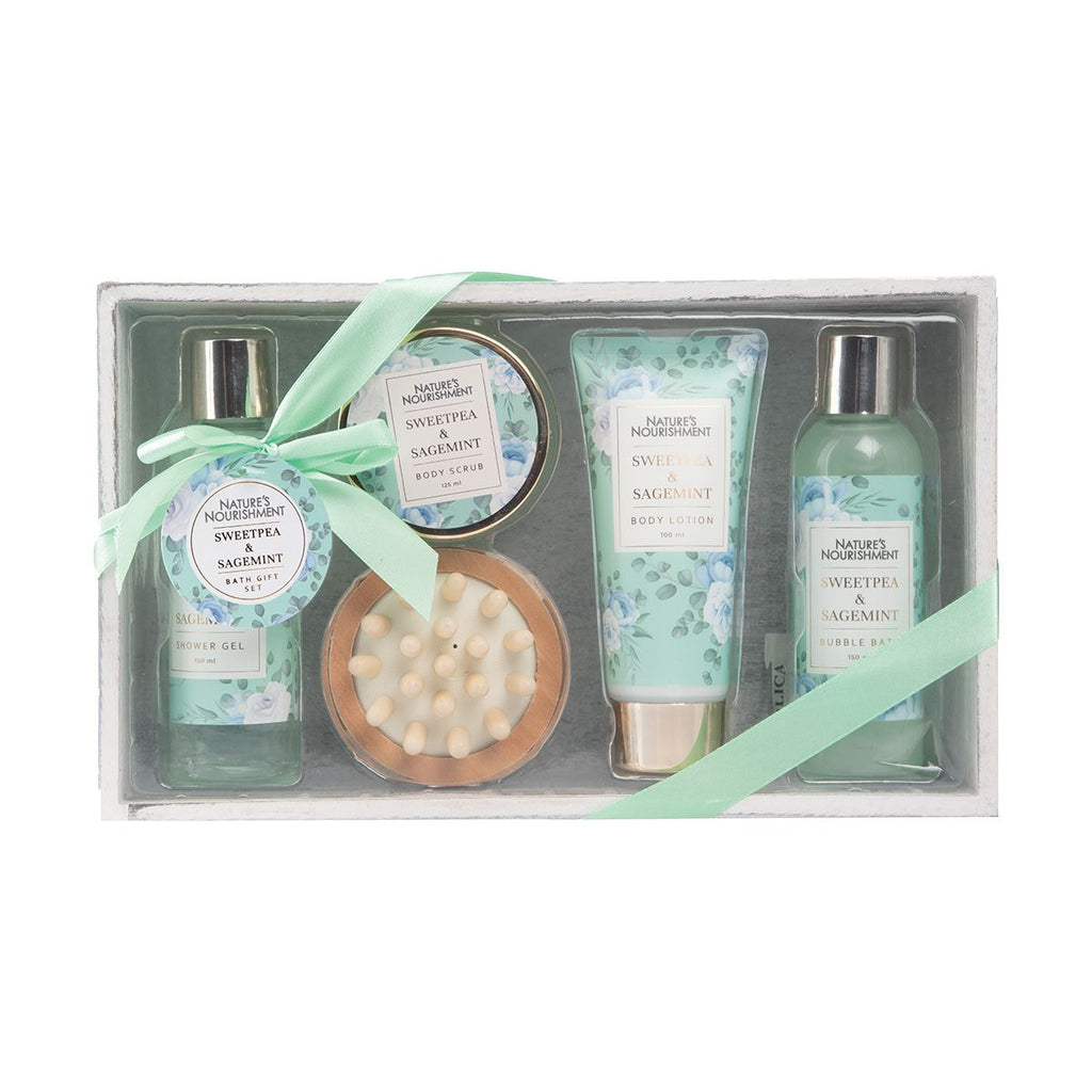 Natures Nourishment Bath Set Sweet Pea & Sage & Mint 5pcs