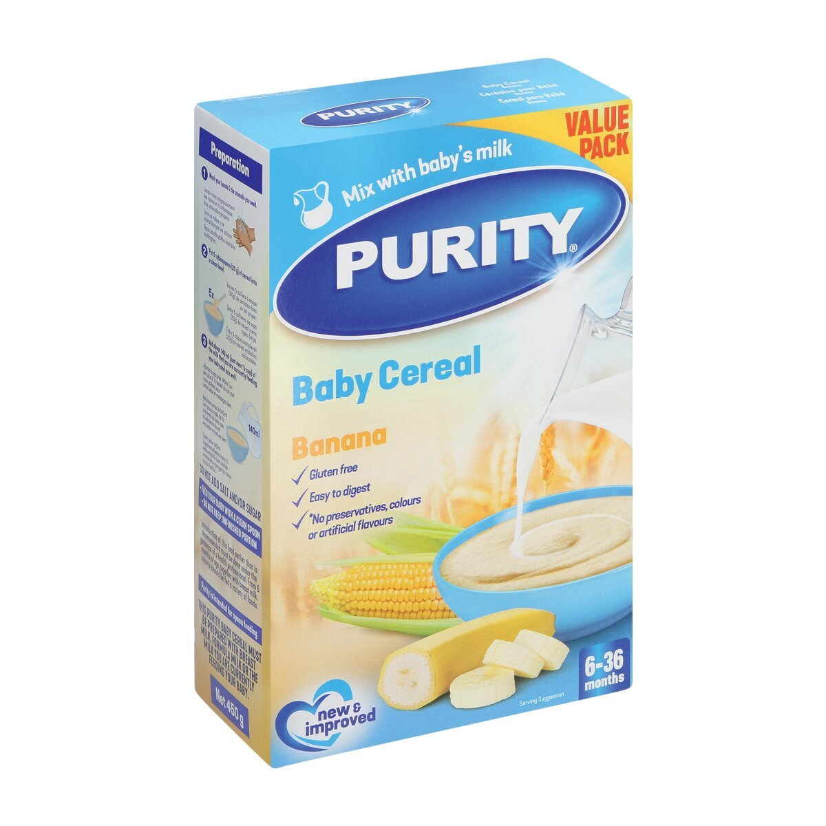 Purity Baby Cereal Banana Flavour 7-36m 450g
