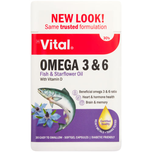 Vital Omega 3 & 6 1000mg Caps 30's