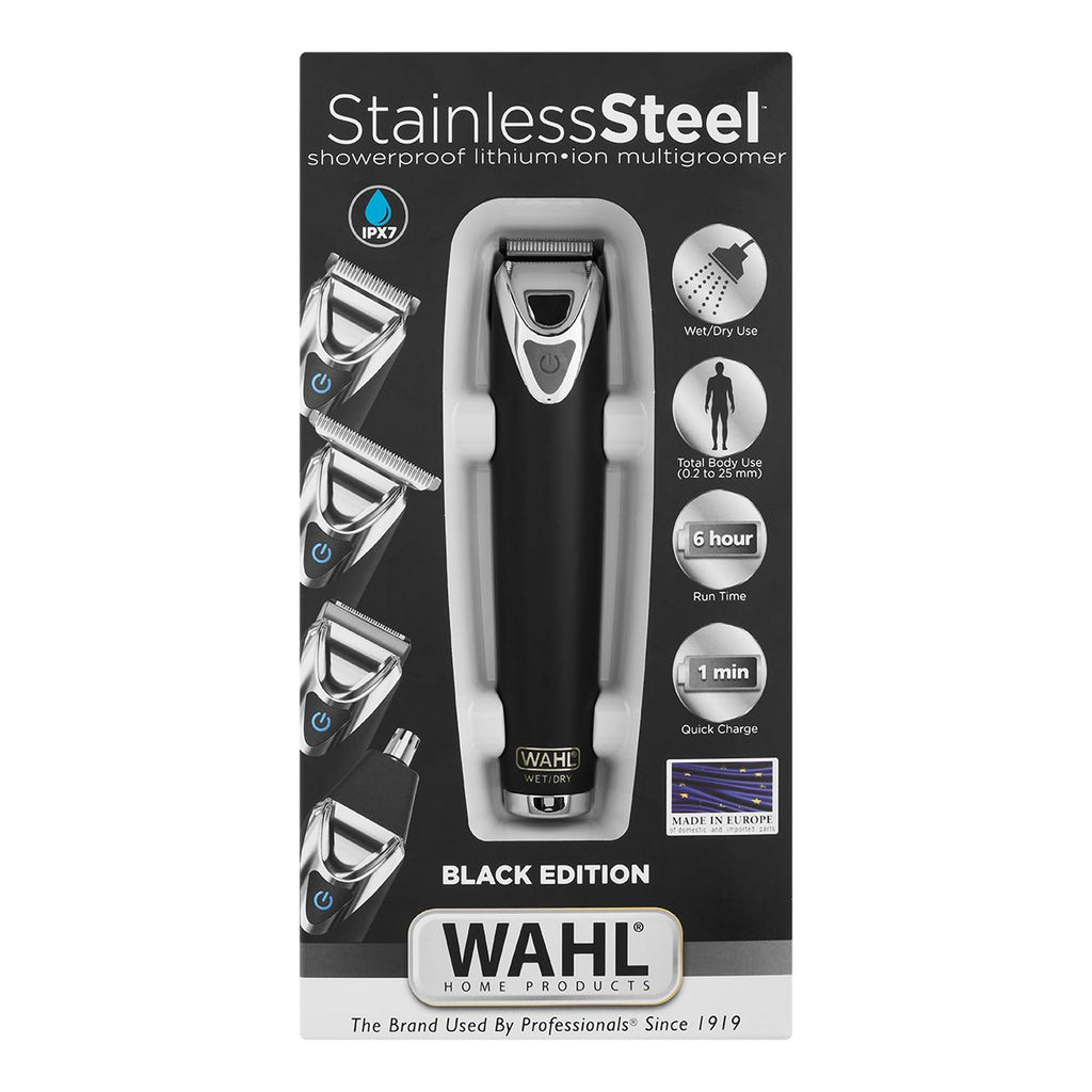 Wahl Showerproof Stainless Steel Matte Black Trimmer- 25 Piece