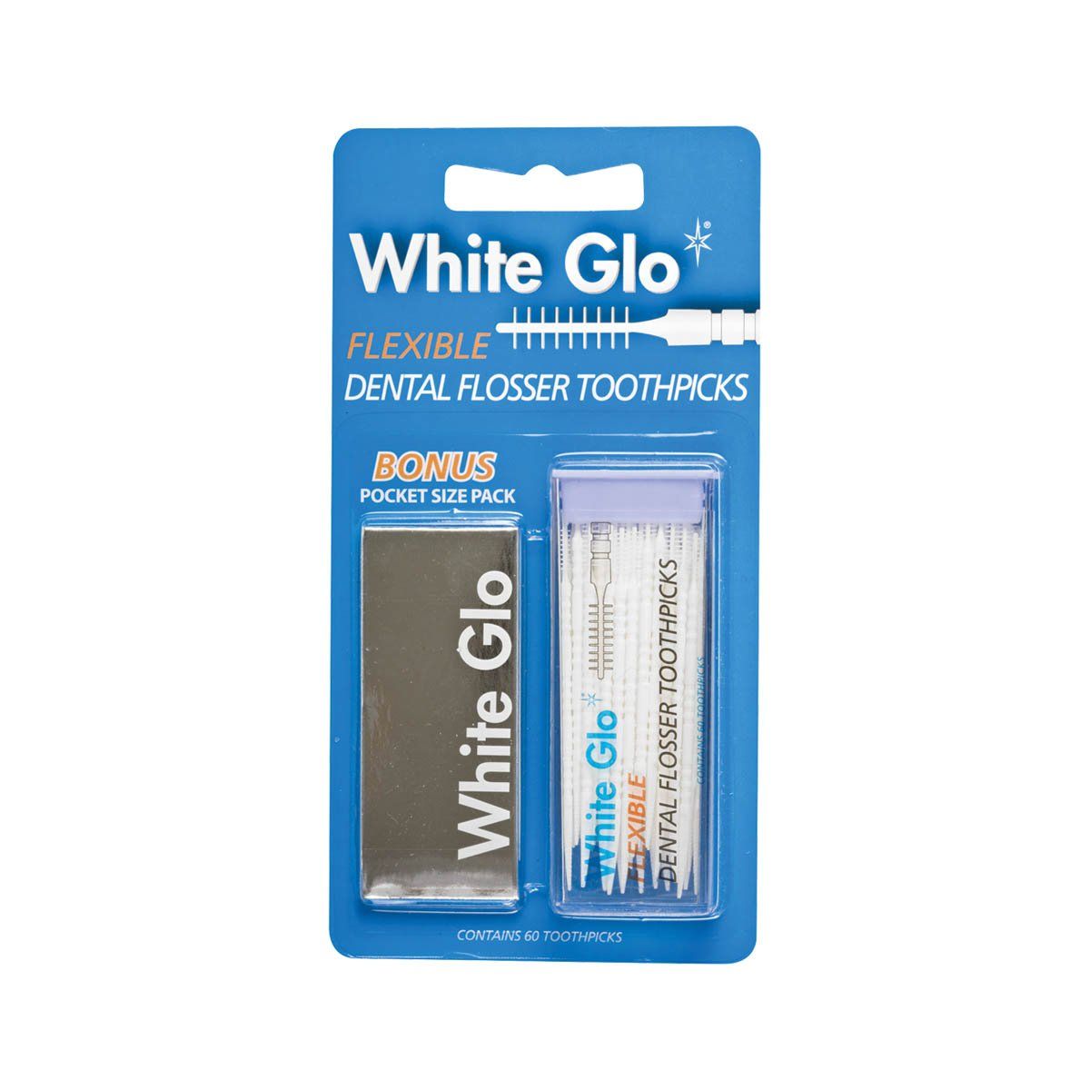 White Glo Flexible Flosser Toothpicks 60's