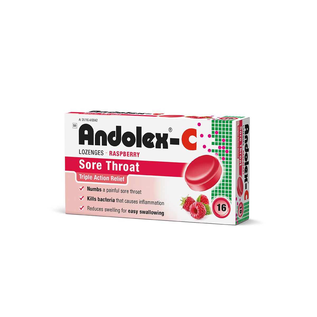 Andolex-C Lozenges Rasberry 16 Lozenges