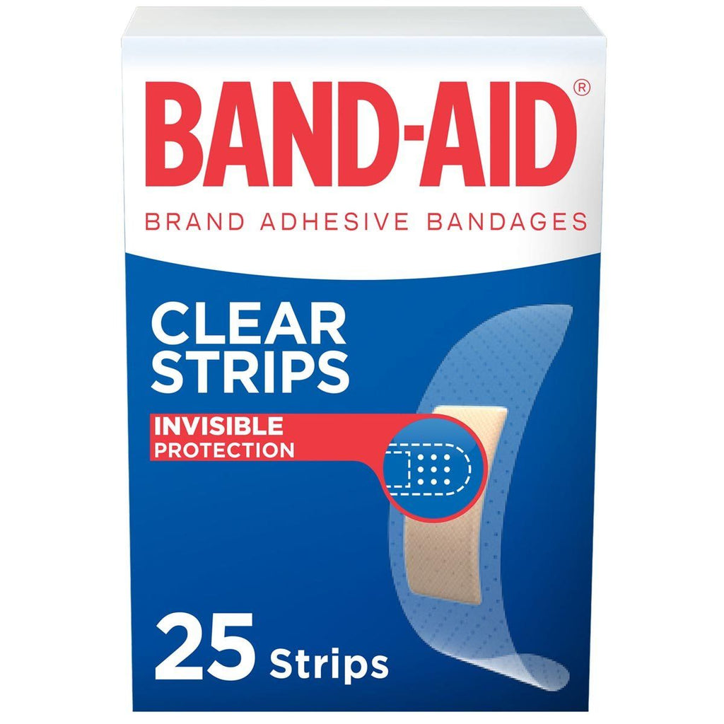 Band Aid, Clear Strips, Invisible Protection, Pack Of 25 Strips