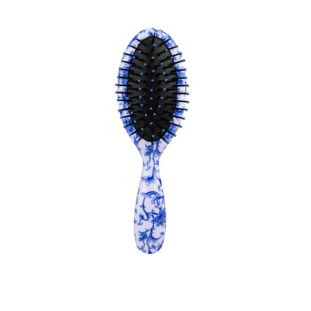 Basics Hair Brush Oval Nylon White/blue Floral 18.2x5.5x4.5cm