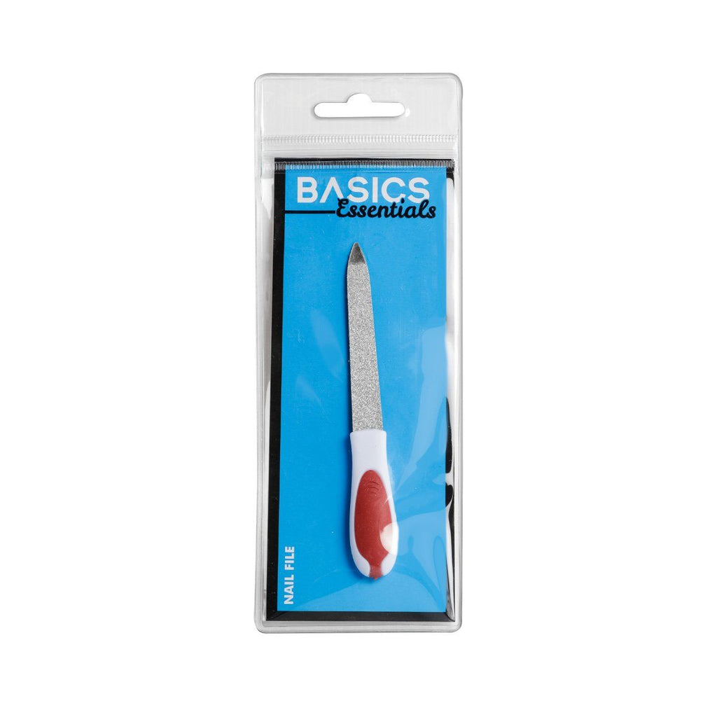 Basics Nail File Steel With Grip Red