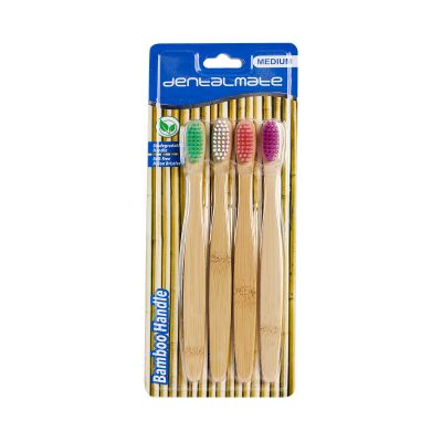 Dentalmate Toothbrush Bamboo Handle & Nylon Medium 4pcs