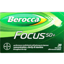 Berocca Focus 50+ Multivitamin 20 Effervescent Tablets