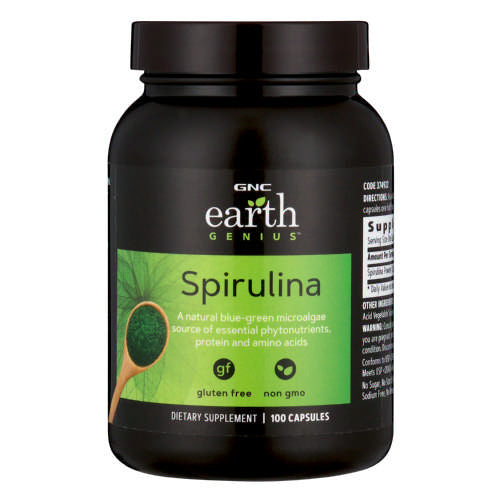 GNC Earth Genius Spirulina Dietary Supplement 100 Capsules