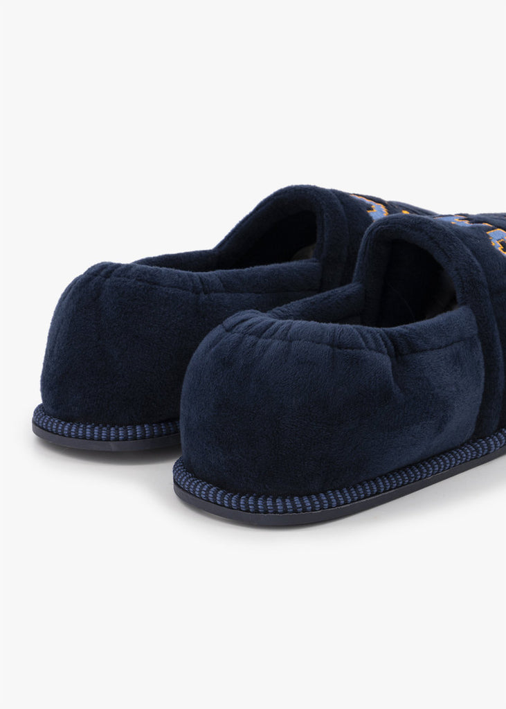 Game Over Embroidery Stokie Slippers Navy (Size 12-6) Older Boy