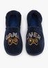 Game Over Embroidery Stokie Slippers Navy (Size 12-6) Older Boy