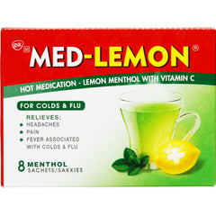 Hot Medication Lemon Menthol With Vitamin C 8 Sachets