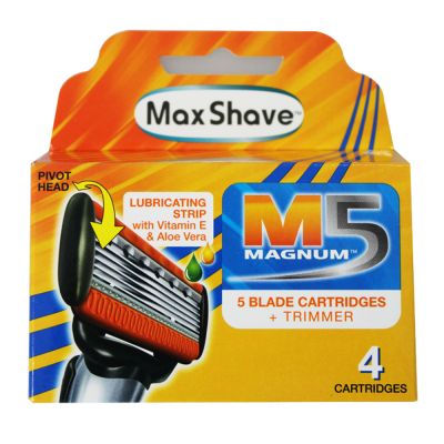 Max Shave M5 Magnum 5 Blade With Trimmer 4 Cartridges
