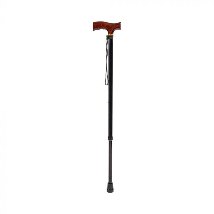 Medic Walking Stick With Wooden Handle Black (boxed)