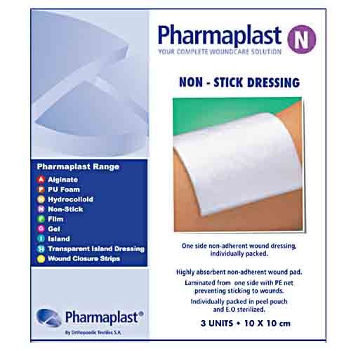 Pharmaplast Non Stick Dress 10x10cm 3's