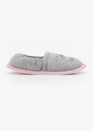 Unicorn Print Stokie Slippers Grey Size 12 6 Older Girl