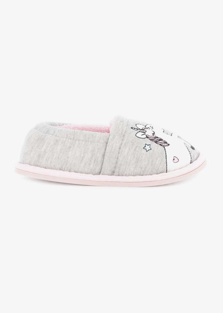 Unicorn Stokie Slippers Grey (Size 4-13) Younger Girl