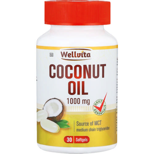 Wellvita Daily Essentials Coconut Oil Herbal Supplement 30 Softgels