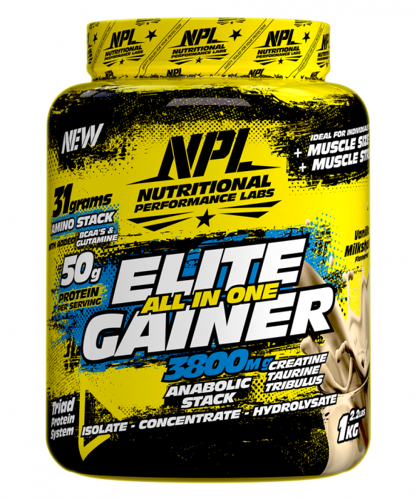 NPL Elite Gainer All in One Anabolic Stack - Vanilla Milkshake 1kg ...
